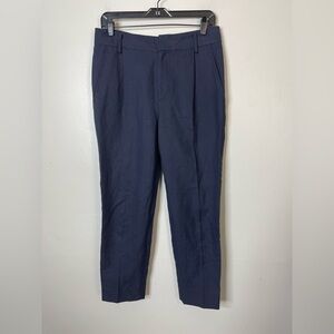 Vince Navy Tailored Linen Tencel Blend Dress Pants Size 8 Ankle Career Work
